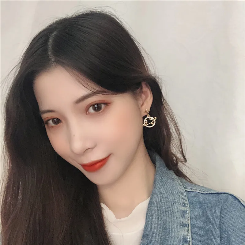 Модные женские висячие серьги со звездой и кристаллами Милые простые