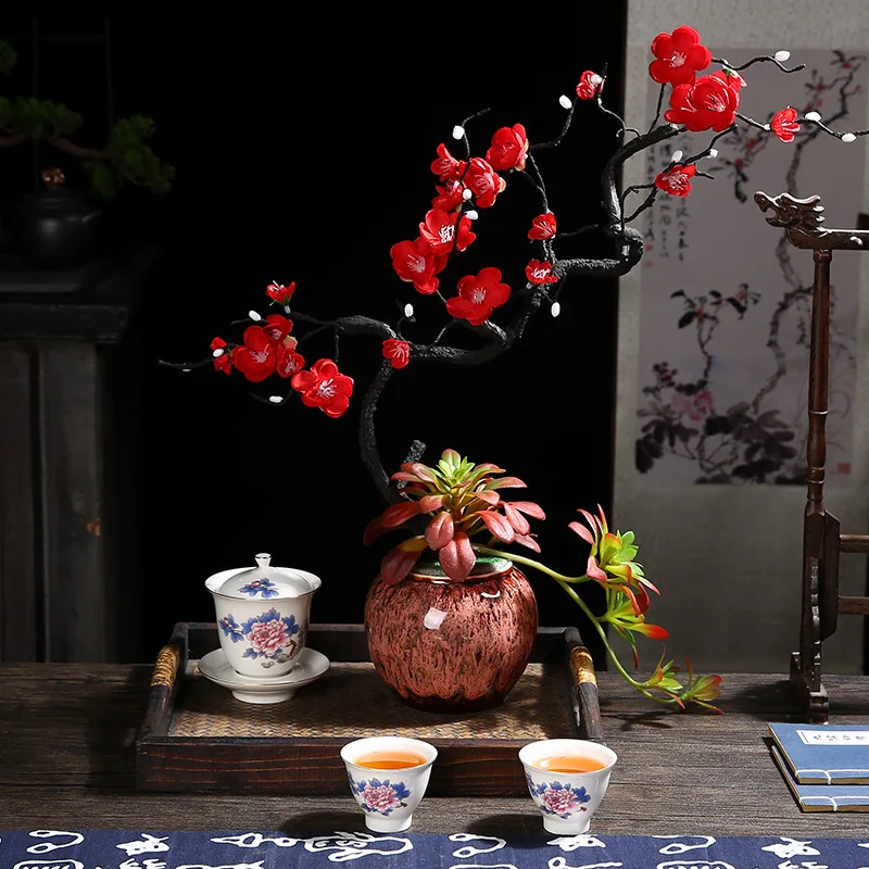 

Новинка, имитация цветка сливы в китайском стиле, художественное украшение, комнатное украшение для чайного столика, украшение для дома