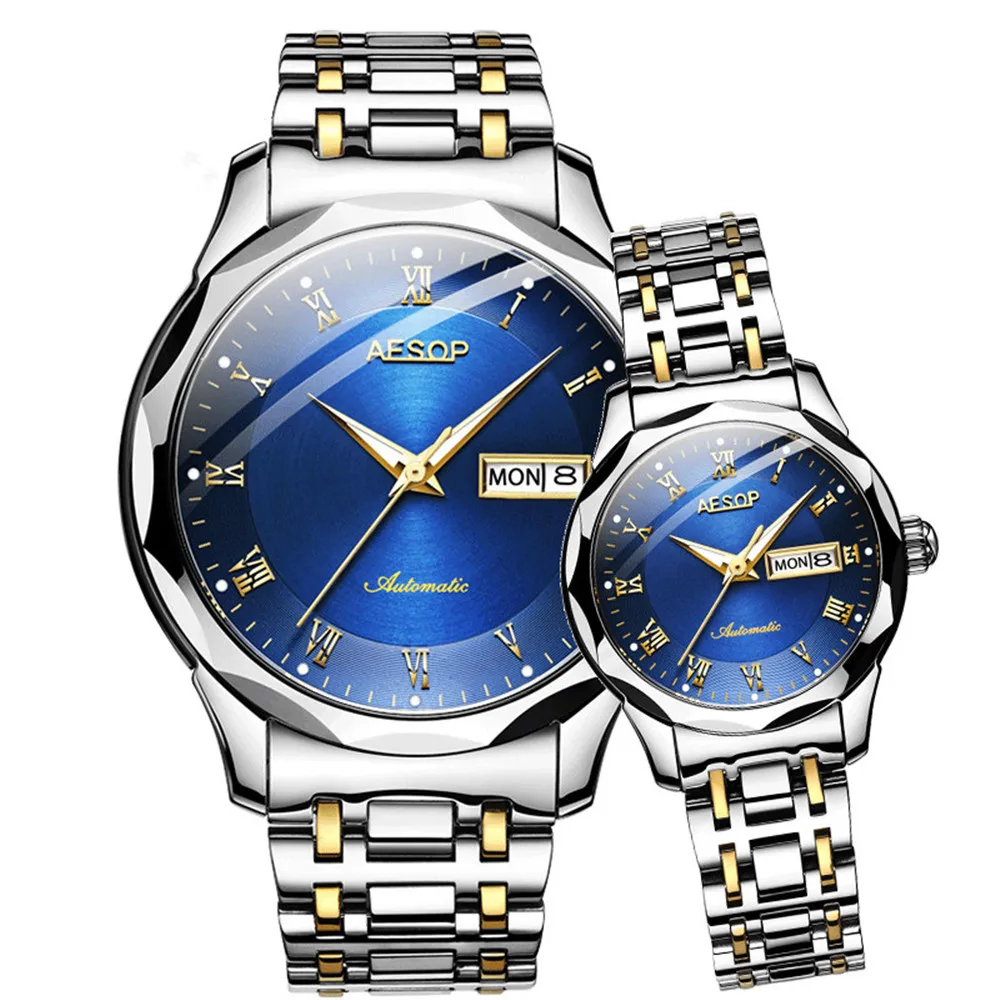 AESOP Top Luxury Japan Automatic Mechanical Lovers Wrist Watches Men Women Steel Date Saat Reloj Mujer Hombre Couple Watch Clock