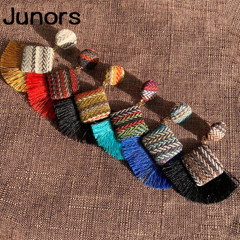 Винтажные плетеные серьги с кисточками для женщин богемные ручной работы