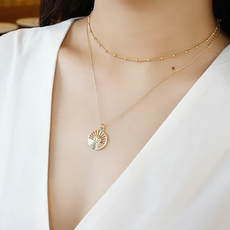 AsinLove модное 18K золотое круглое ожерелье для ключицы из бисера женщин настоящая
