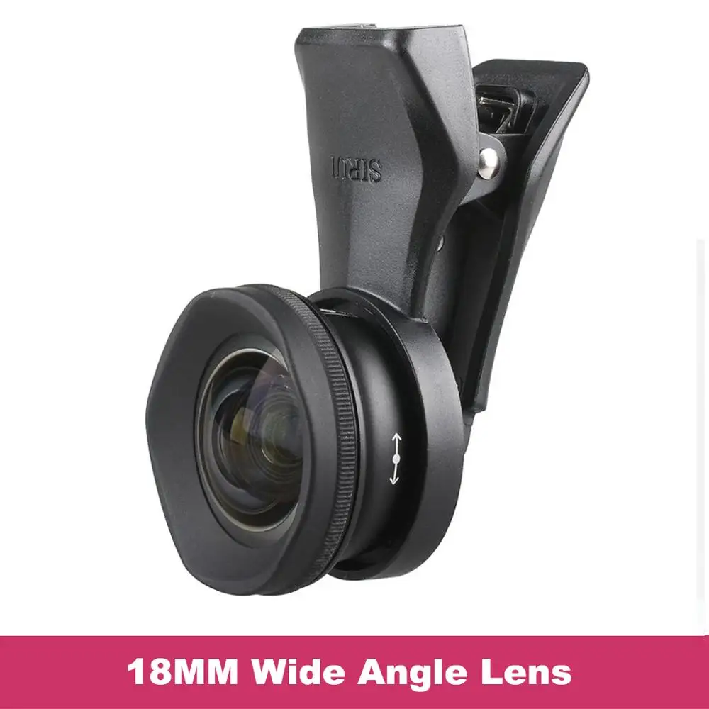 18MM Wide Angle Lens Sirui 18 мм широкоугольный объектив для телефона HD 4K объектив для камеры телефона 60 мм телеобъектив для iPhone Xs Max X 8 7 huawei P20 Pro samsung S8 S9 - Цвет: 18MM Wide Angle Lens