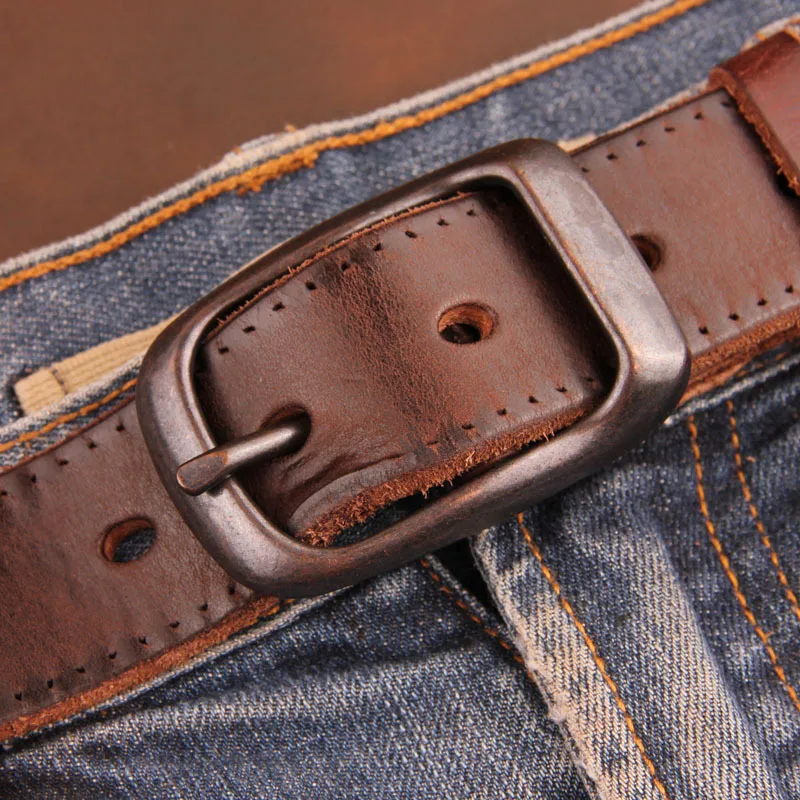 High Quality Leisure cowhide Boy /Men's Belts Personality Trousers Button Retro Top Genuine Leather