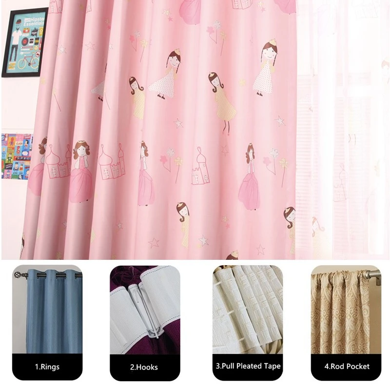 Детские занавески Мультяшные розовые принцессы для девочек детской комнаты
