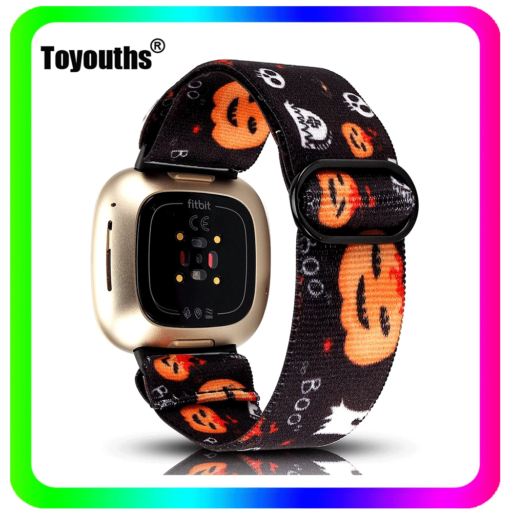 

Toyouths Stretchy Nylon Loop Watch Strap for Fitbit Versa 3 Band Adjustable Elastic Scrunchies Band for Fitbit Sense Watchband