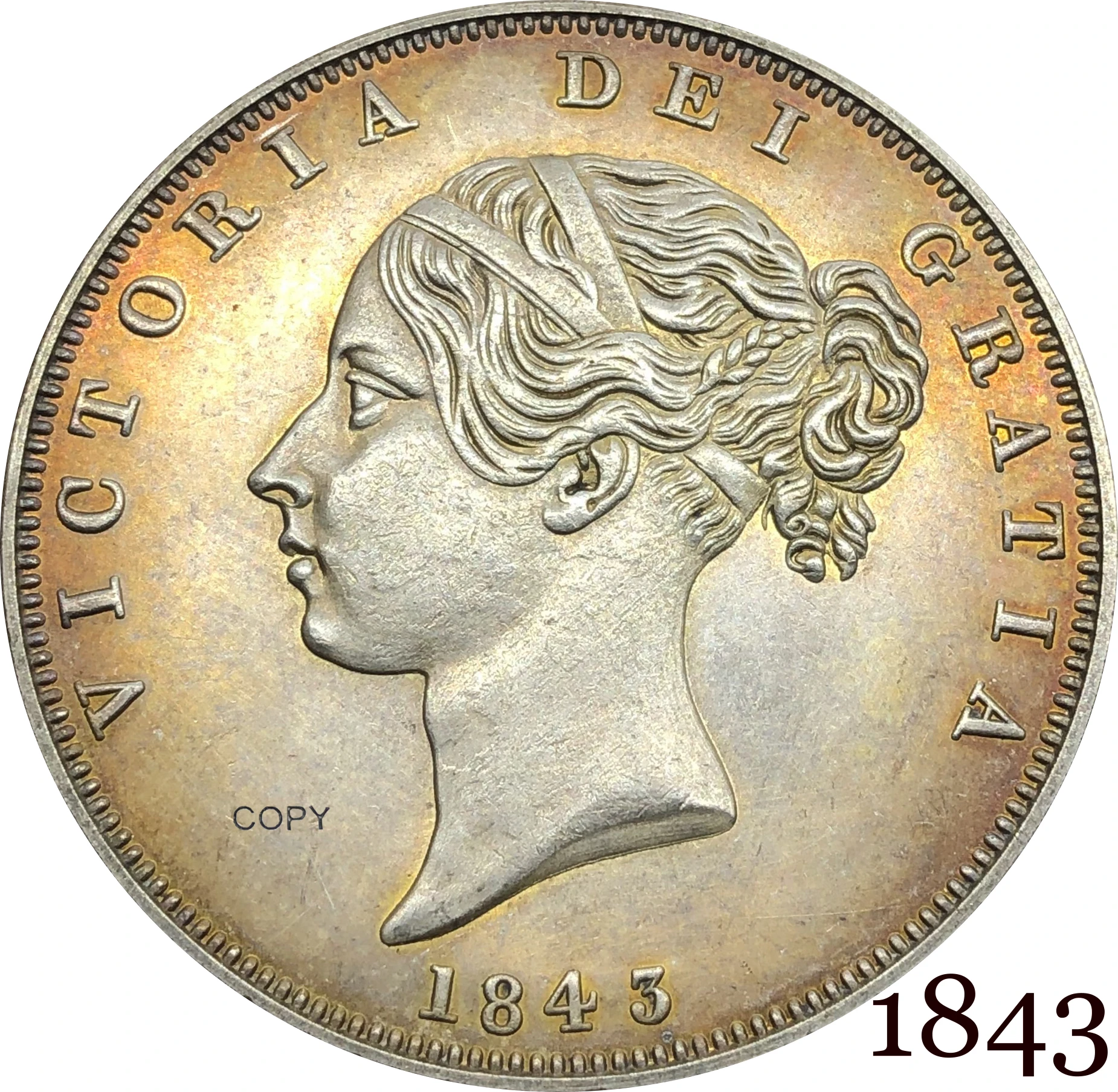 

Британская Корона 1843 король Джордж VI английский Лондон Серебряная королевская Мятная семья покрытые серебряными копиями монеты