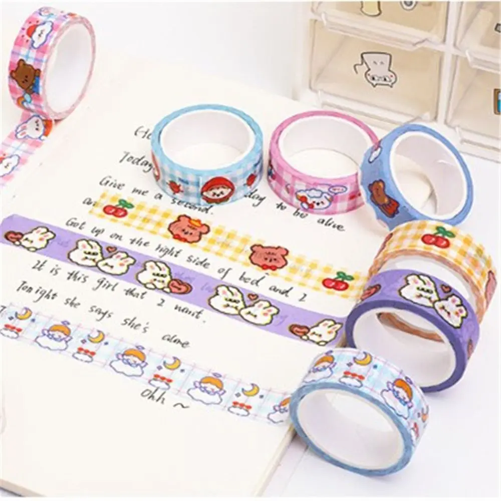 

1PC Kawaii DIY Tape Scrapbooking Supplies Cartoon Bear Bunny Stickers Office Adhesive Tape Material Paper Decorative Diary