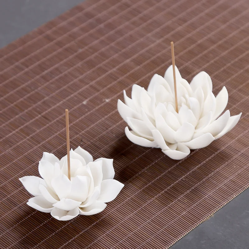 Керамическая белая горелка для благовоний в виде лотоса домашний декор