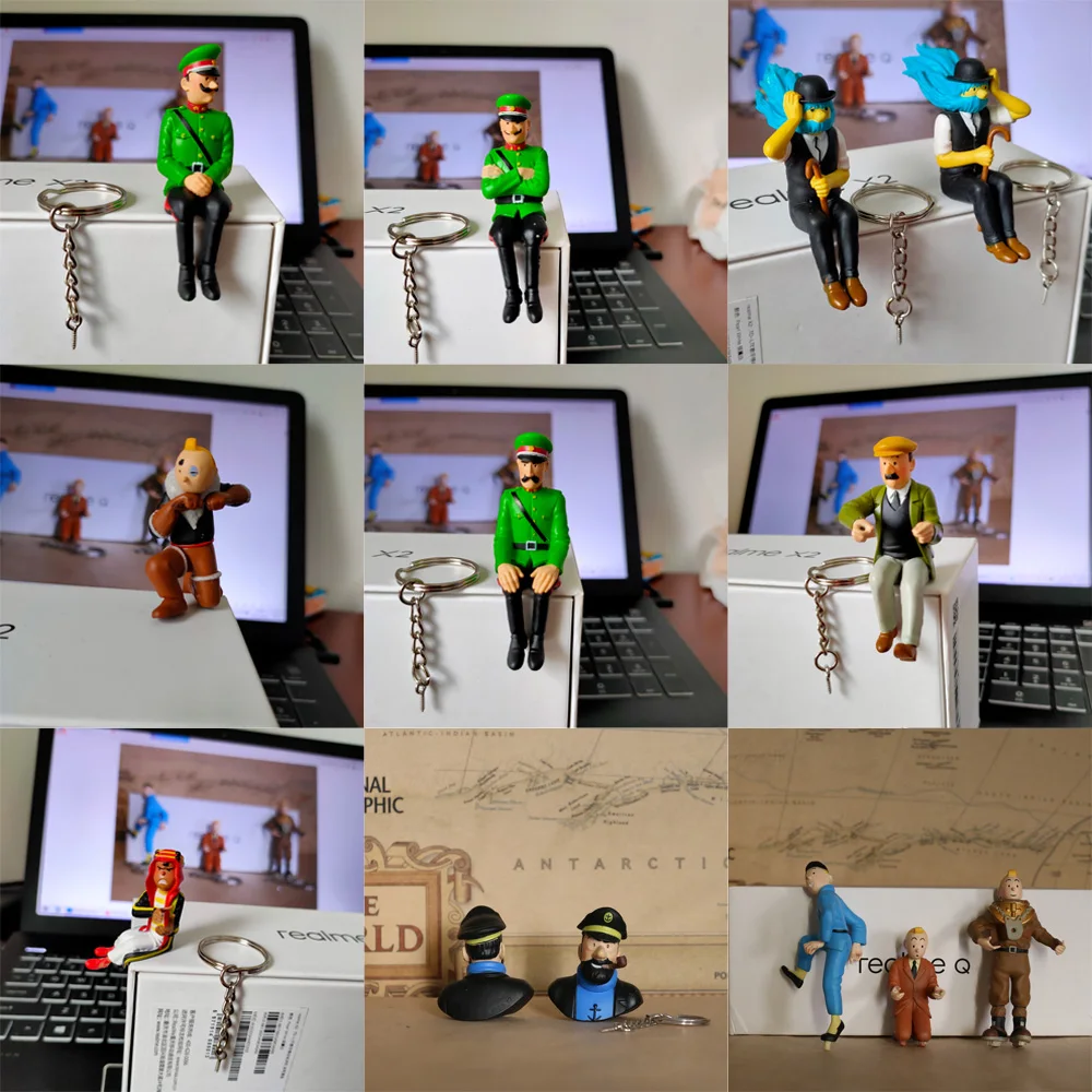 

Hot Sale Popular BelgiumHerge Comic Anime Les Aventures de Adventures of Tintin Milou Snowy Haddock DIY Bag Key Ring Figure Toys