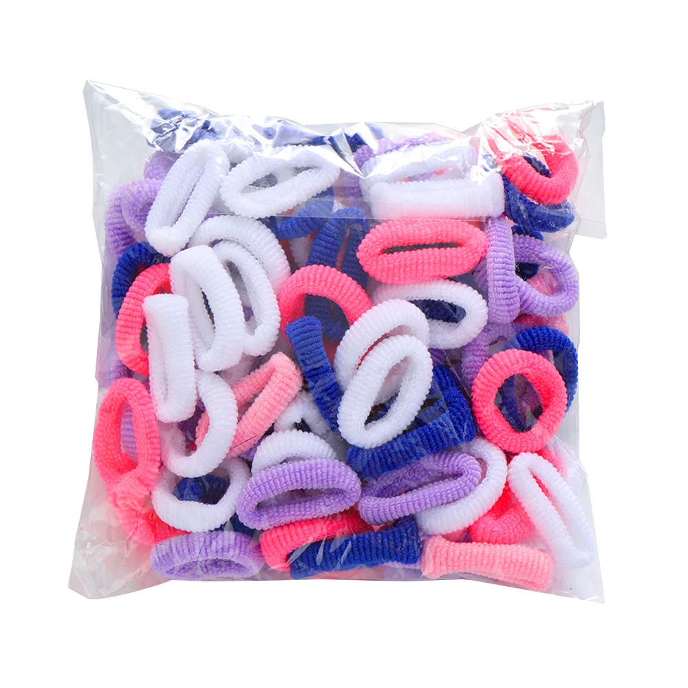 100 шт. рифтандель Meisjes 1,5 см Kleurrijke Kleine кольцо Elastische Haarbanden Paardenstaart Houder Elastiekjes chouchochou Kids