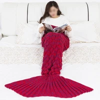 mermaid tail blanket yarn knitted handmade crochet mermaid blanket kids throw bed wrap super soft sleeping bed