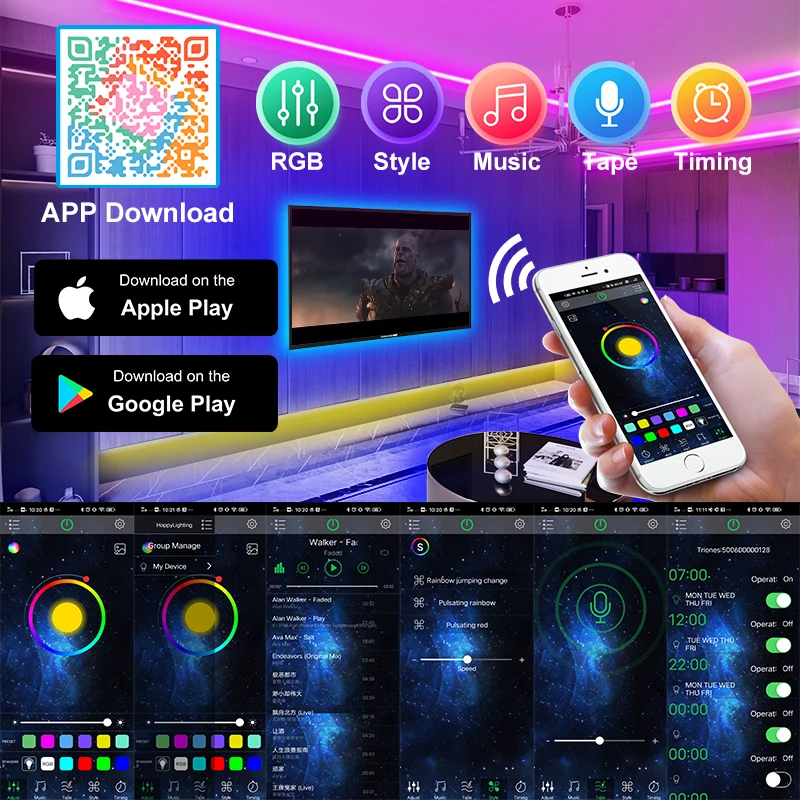 Светодиодная ленсветильник 5050/2835 1-30 м гибкая лампа USB Bluetooth лента диодсветильник