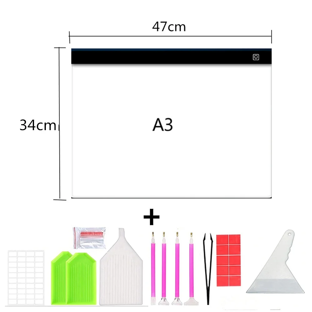 

A4/A5 Size Three Level Dimmable Led Light Pad,Tablet Eye Protection Easier for Diamond Painting Embroidery Tools Accessories