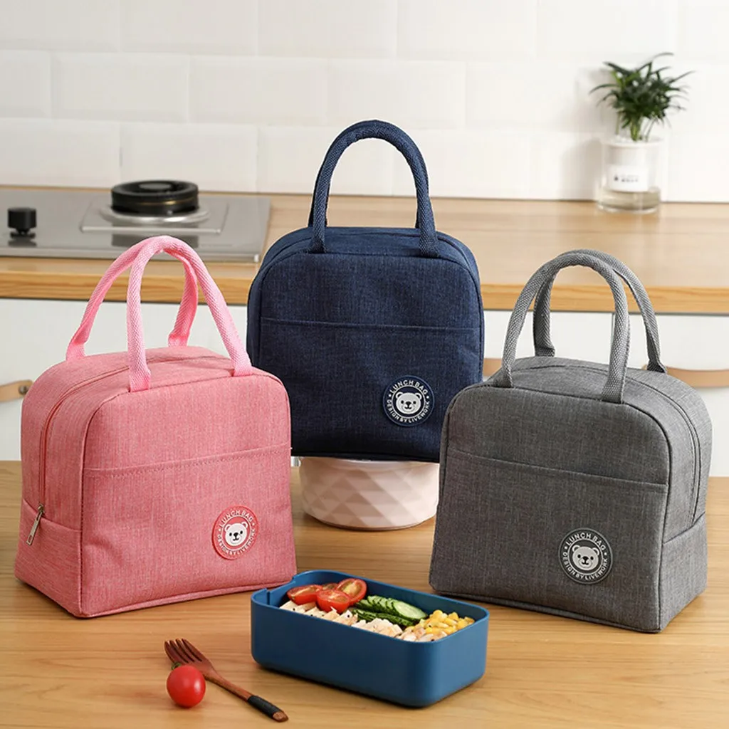 

Portable Lunch Bag 2021 New Thermal Insulated Lunch Box Tote Cooler Bag Bento Pouch Lunch Container Food Storage Bags Handbag