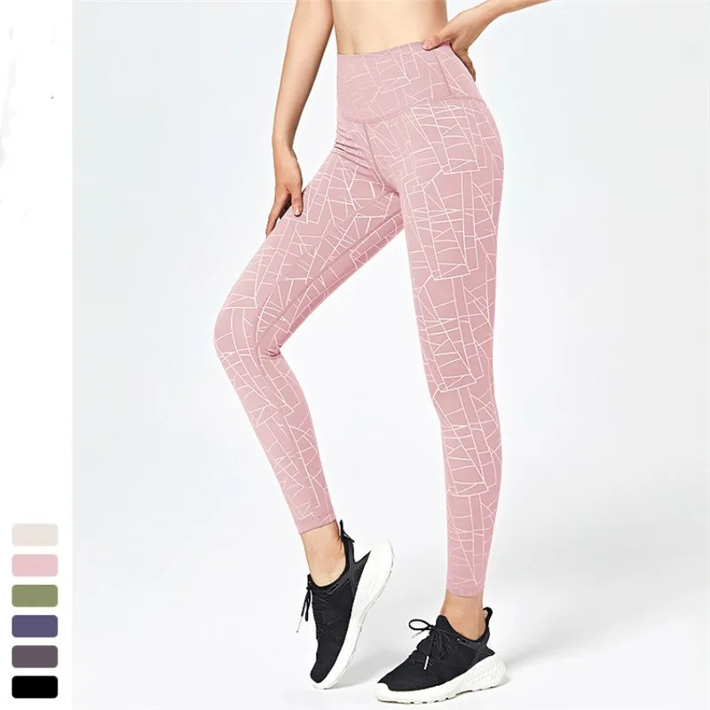 Высокая талия женские штаны для йоги с карманом Дышащие Высокие Стрейч Капри