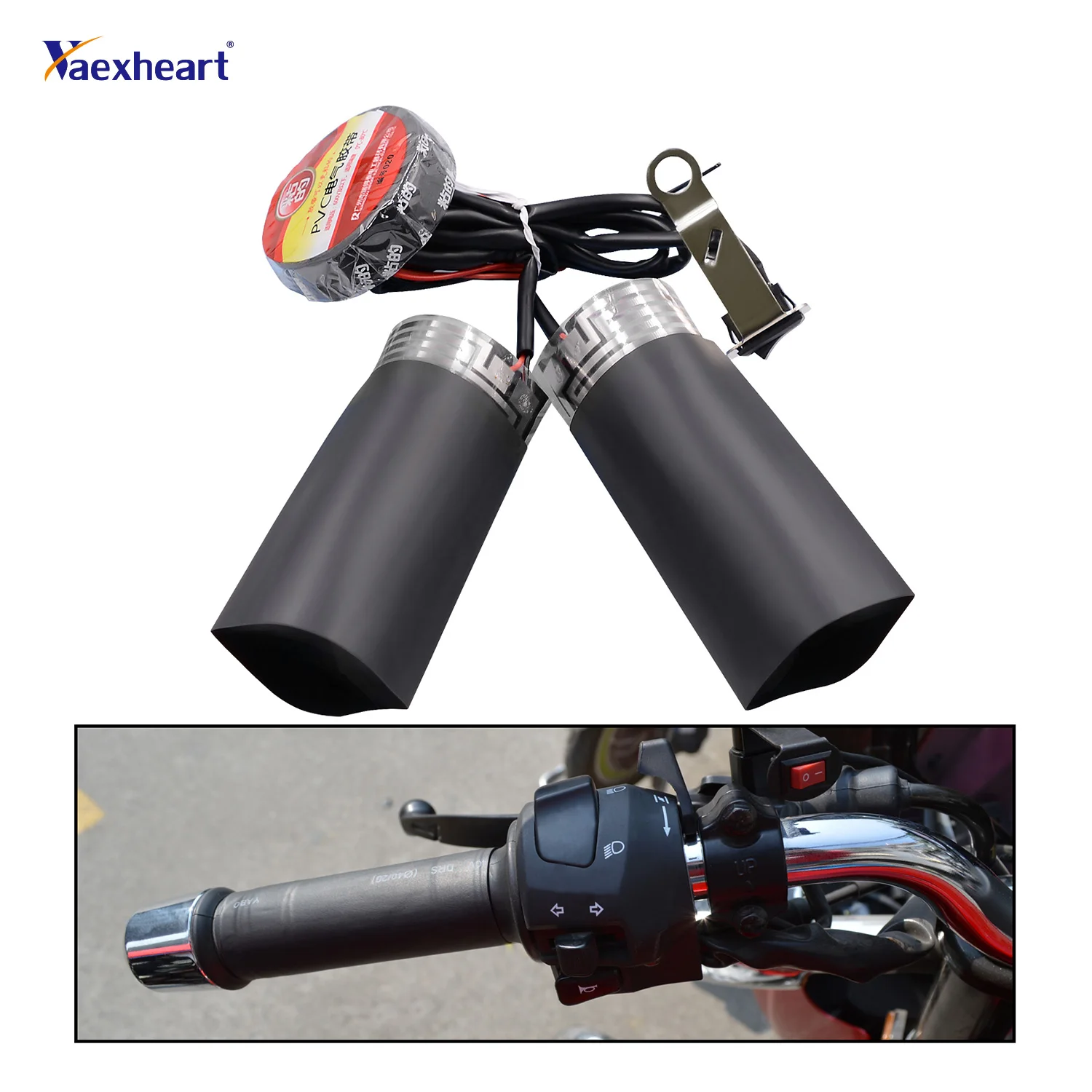 

Motorcycle Heated Grips Handlebar with Independent Switch 12V PET Metal Heating Film Warmer Kit For Motorcycle E-Bike