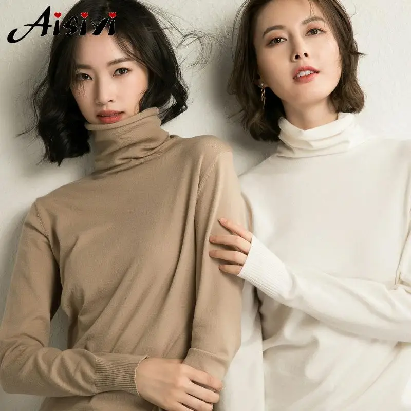 Женский кашемировый свитер с высоким воротом 2022 осенне-зимний тонкий женские