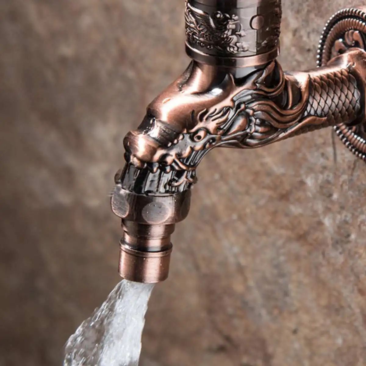 Vintage Antique Solid Brass Faucet Bathroom Wall Mounted Single Cold Water Tape for Kitchen Sink Mop Pool Outdoor Garden | Обустройство