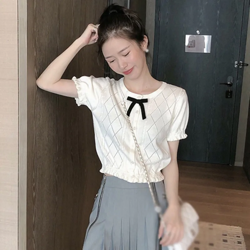 

Модные женские туфли, украшенные бантами; Трикотажные топы, летние футболки с короткими рукавами и круглым вырезом одноцветное ветер Топы в...