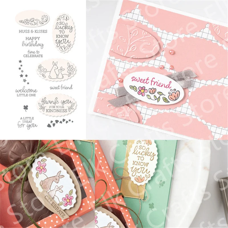 

Bunny and flowers Metal Cutting Dies and stamps Diy Scrapbooking Paper Making Crafts Template Handmade Decoration New Arrived