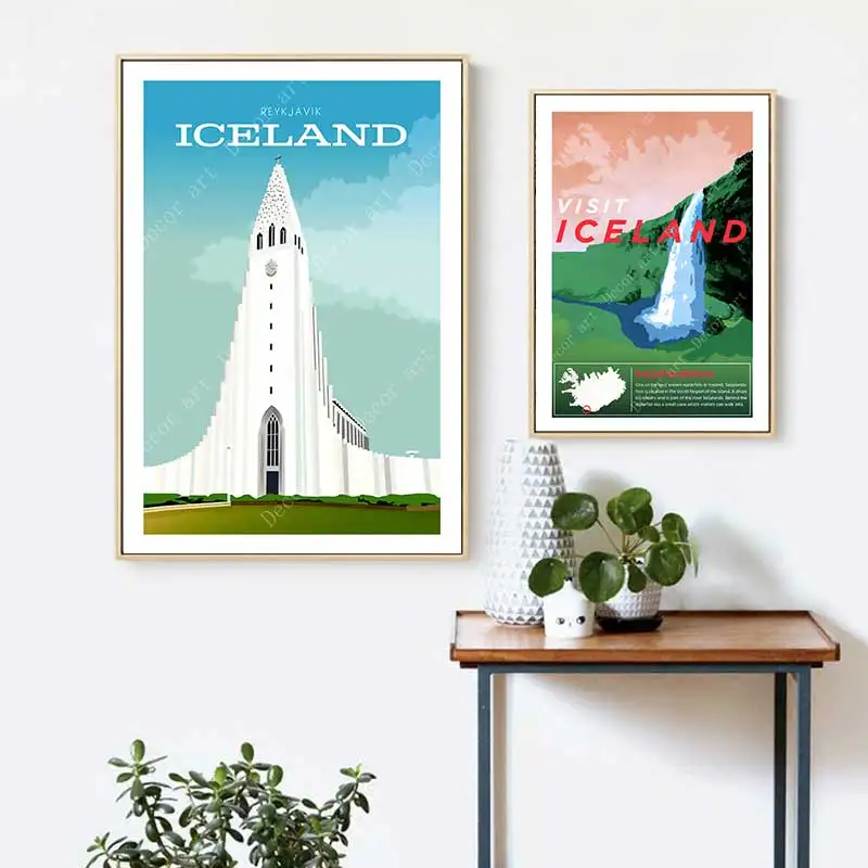 Винтажная Картина на холсте с изображением винтажной мельницы из Исландии Кели