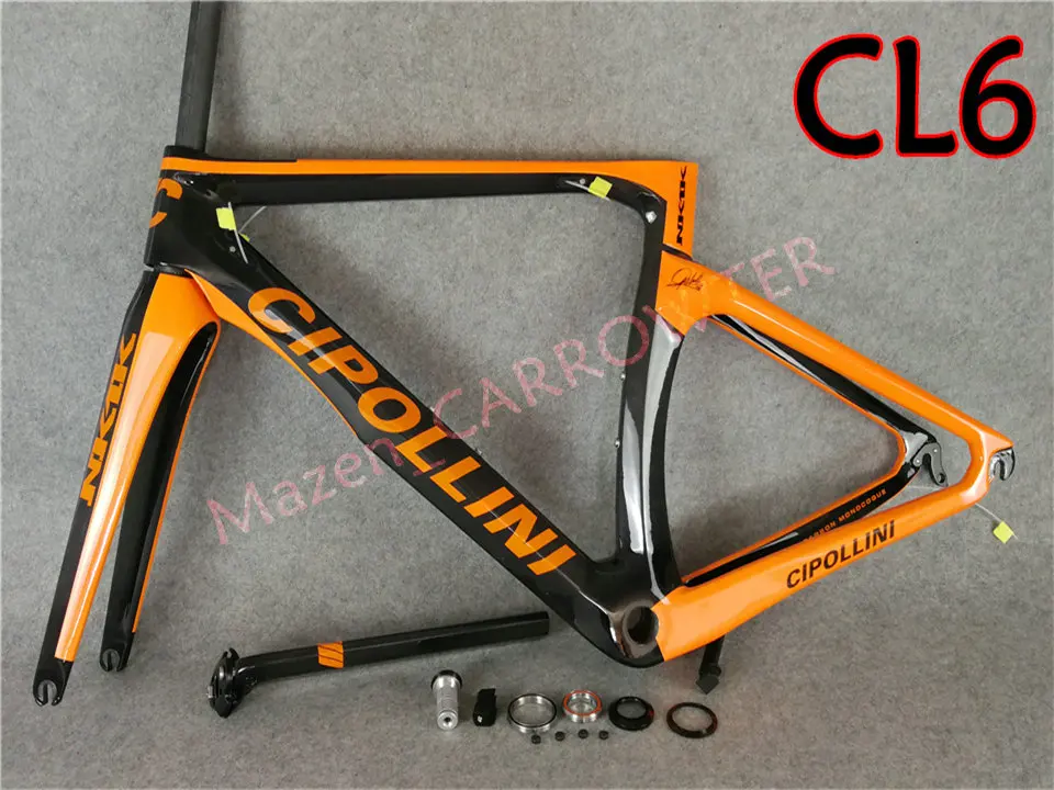 3K NK1K Frameset Оранжевый черный T1000 3K MCipollini NK1K карбоновая дорожная рама Cipollini карбоновый руль седло бутылки воды Клетки упакованы для продажи - Цвет: 3K NK1K Frameset