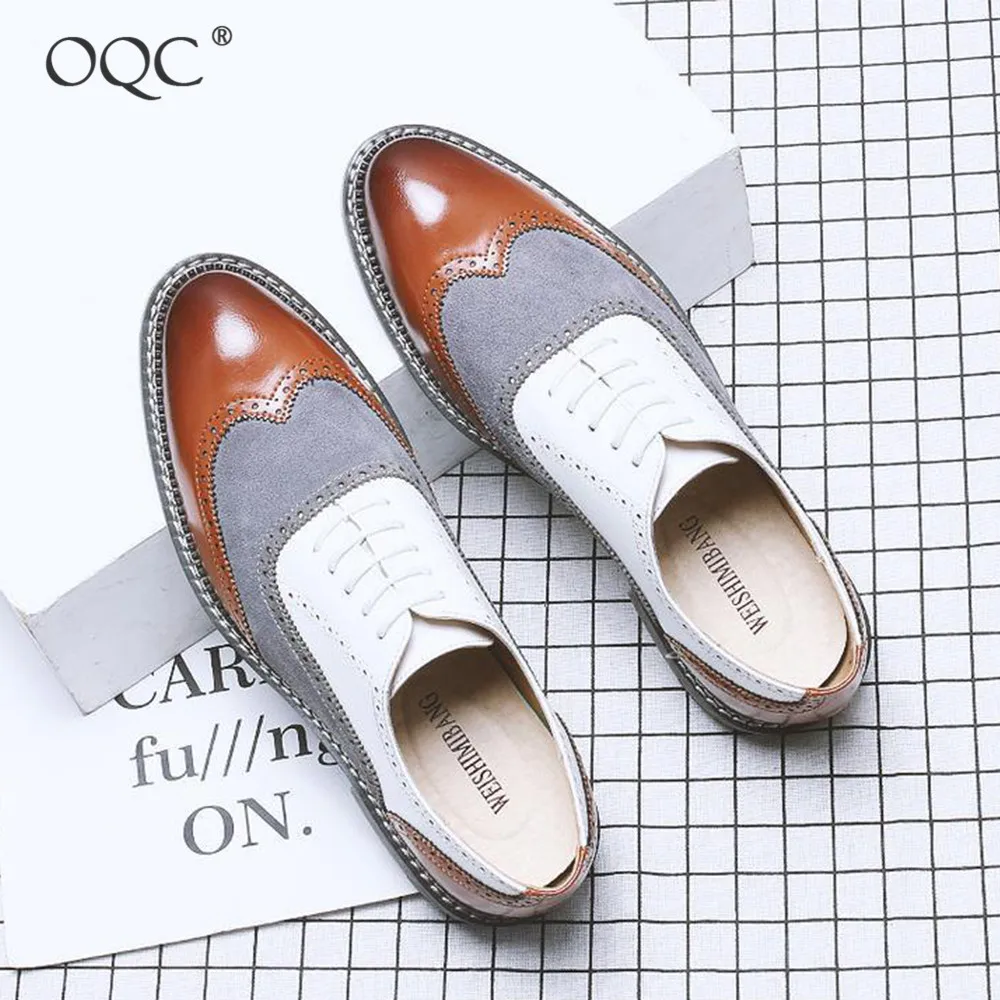 OQC/Новые мужские туфли с перфорацией типа броги острым носком мужская деловая