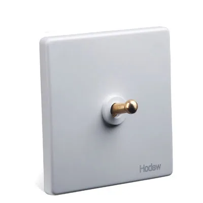 1-Gang Switch Высокое качество 86 Ретро Белый настенный светильник латунь тумблер выход одиночный двойной контроль 2 позиционный светильник переключатель розетка панель комплект - Цвет: 1-Gang Switch