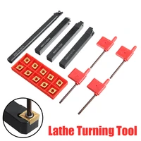 4pcs 12mm lathe turning tool holder 10pcs solid carbide inserts holder boring bar for lathe cutter metal turning