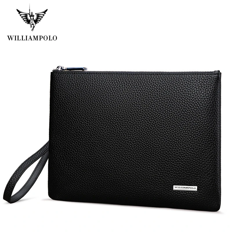 Чехол кошелек из натуральной кожи для iPad простой дизайн классический черный