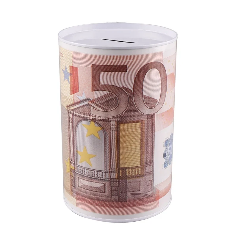 Копилка в форме евро доллара креативный металлический цилиндр копилка монеты