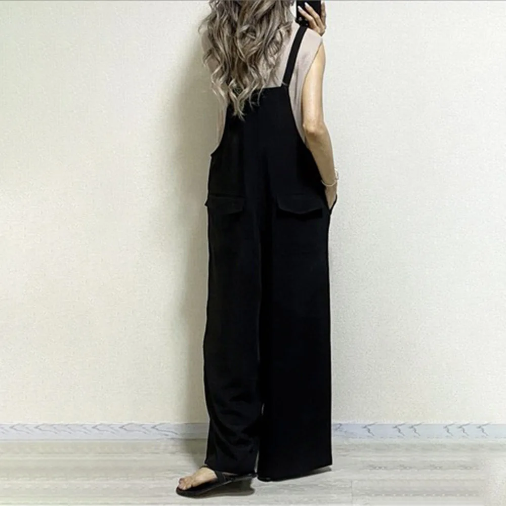 Комбинезон женский длинный на бретельках Простой повседневный свободный Милая