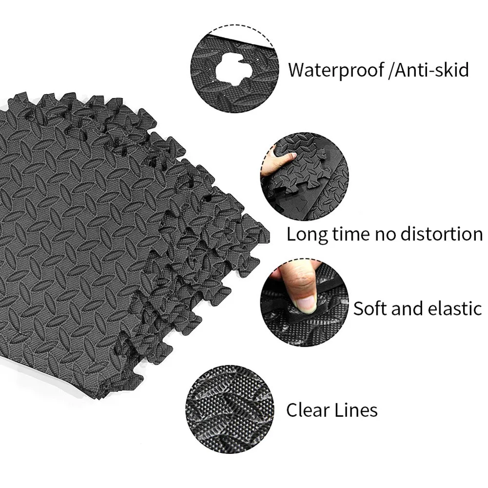 

12pcs Exercise EVA Leaf Grain Floor Mat 30*30*1.2cm Eva Foam Stitching Gym Thicken Shock Splicing Mats Fitness Equipment Tools