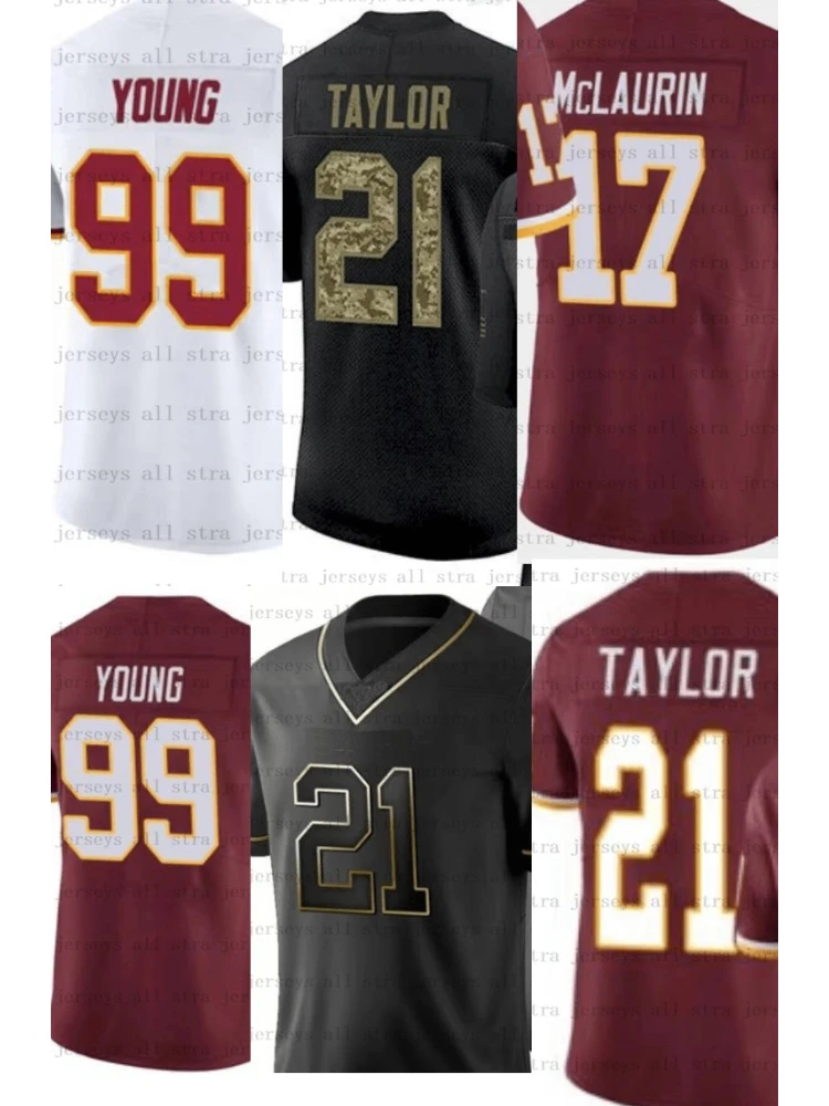 

17 Terry Mclaurin 21 Sean Taylor 24 Antonio Gibson 44 John Riggins 99 Chase Young American Football Jerseys 2021 Salute jersey