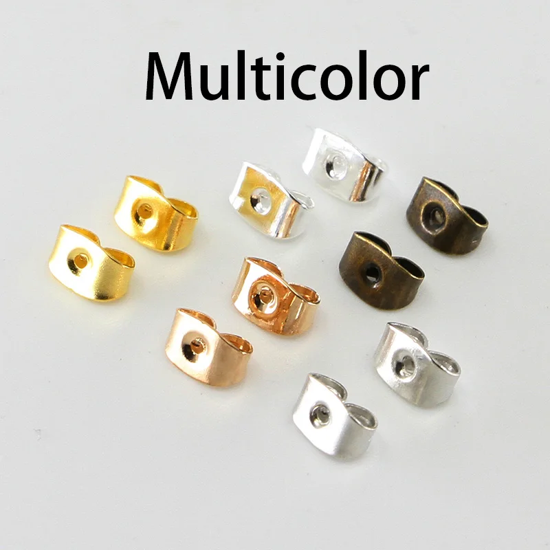 Multicolor 200 шт./лот, серьги-гвоздики, заглушки, свитки, ушной столб, бабочка для самостоятельного изготовления ювелирных изделий, закрытые колпачки, серьги, задние фиксаторы - Цвет: Multicolor