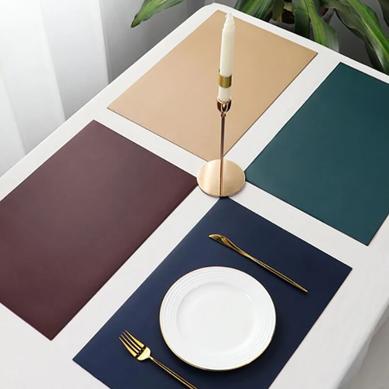 

1PC Anti-skid And Heat-insulation Leather Placemat For Dining Table Non-slip Table Mat Kitchen Accessories