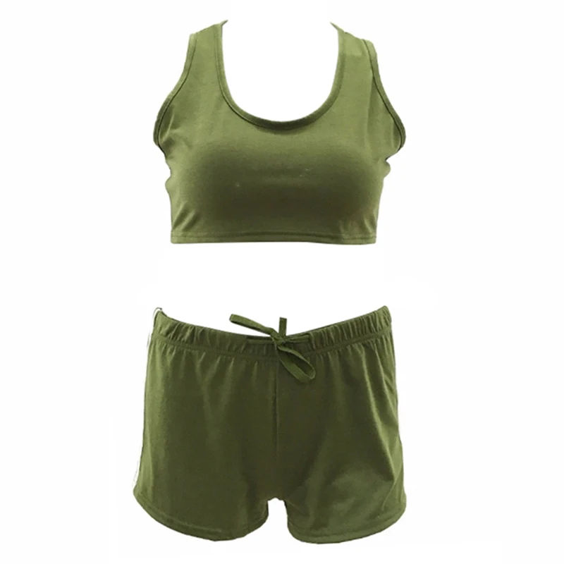 

Summer Women Sport Suits Sexy Crop Tops Shorts Tracksuit 2020 Two Piece Set Gym Running Joggings Exercise Clothes Quick Dry 2Pc