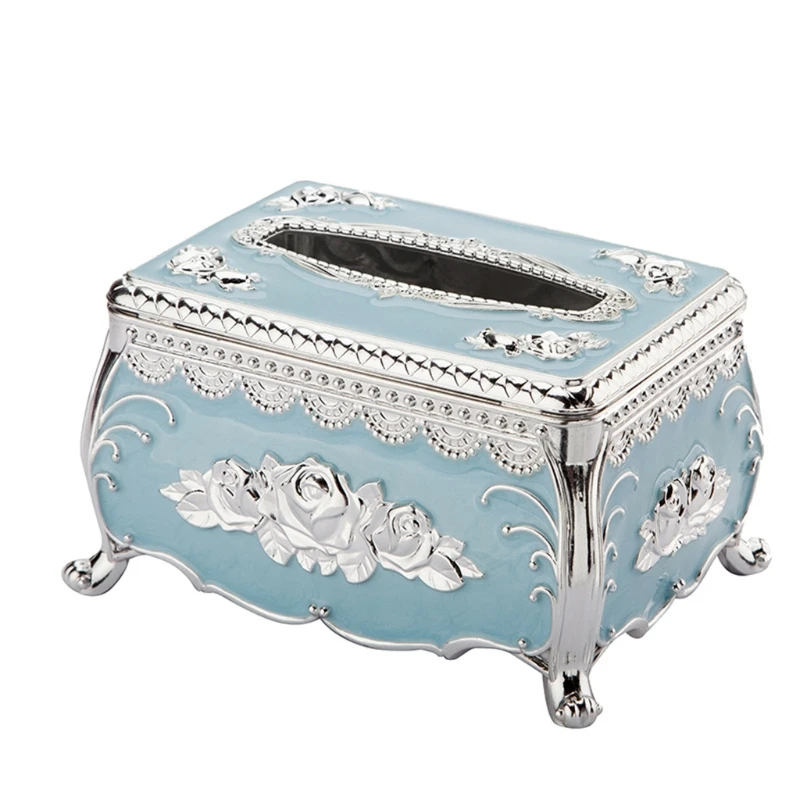 

European Luxury Retro Tissue Box with Lid Tissue Container Towel Tissue Paper Holder Napkins Case Living Room Desktop