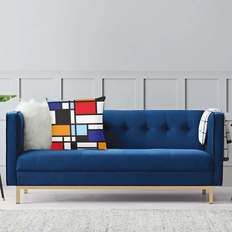 Квадратная декоративная подушка Piet Mondrian для кабинета II 3D двусторонний чехол с