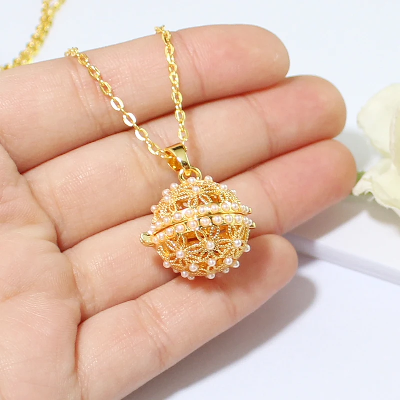 2 шт. Блестящий Жемчуг медальон ожерелье с цветком эфирное масло аромат диффузор