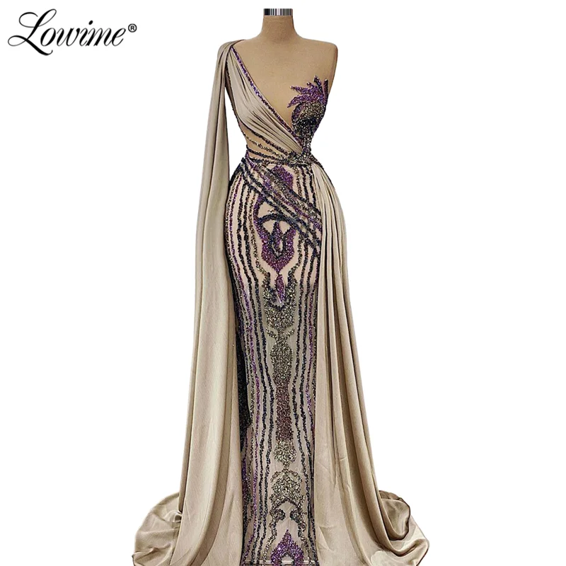 Lowime 2021 Abiye Vestido De Festa Longo Handmade Beaded Evening Dresses Mermaid Robe De Soiree Evening Formal Party Dress Robes