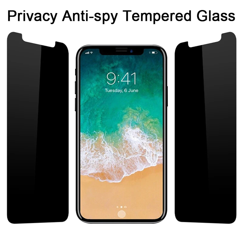 Защита экрана для iPhone X XR XS Max Magic тонированное антишпионское закаленное стекло 5 6 S