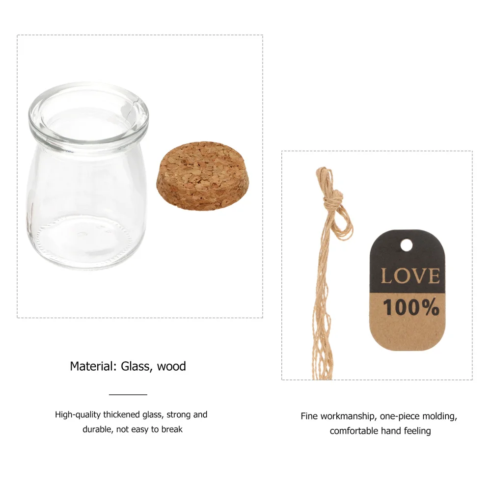 

10pcs 100ML Heat Resistant Glass Bottles with Wood Lid Yogurt Bottles