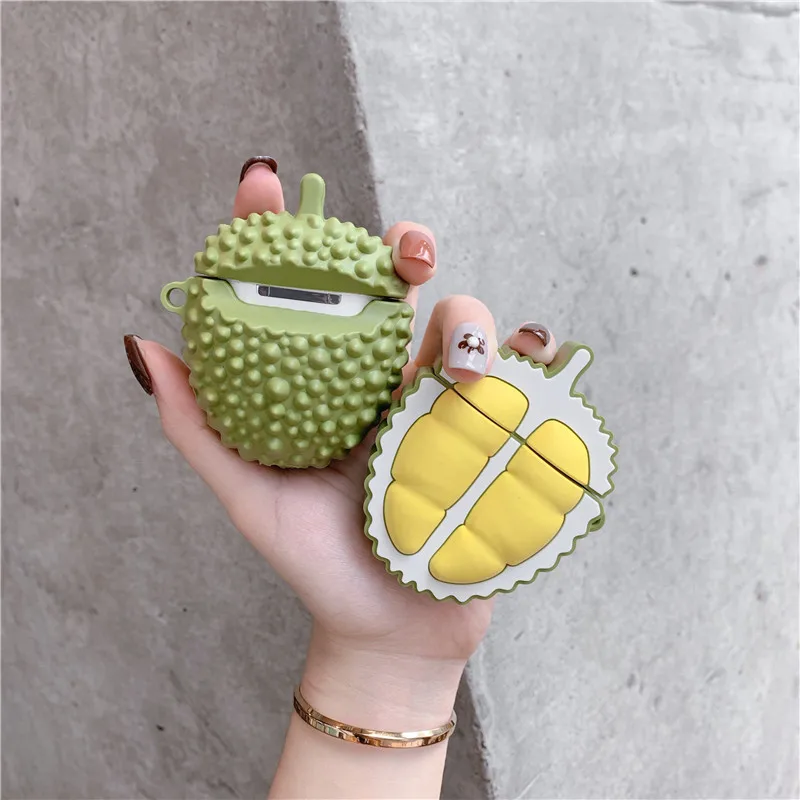 Чехол Durian с фруктами для Airpods 2 силиконовый чехол Apple Air Pods милый наушников