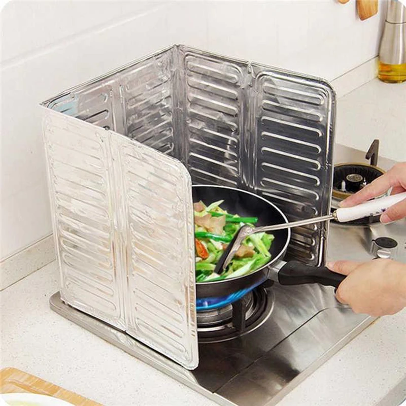 

Kitchen Cooking Insulate Splash Proof Oil Removal Baffle Plate Aluminium Foil Splatter Screens