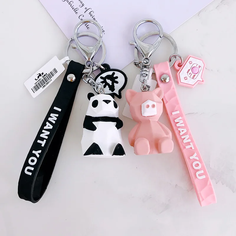 Милый мультфильм геометрические граненые брелоки с животными динозавр панда