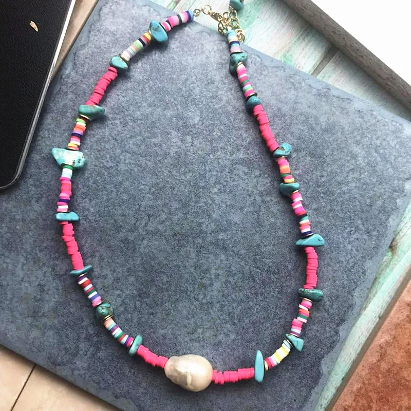 Женское Ожерелье в богемном стиле с жемчужной подвеской чокер из нержавеющей