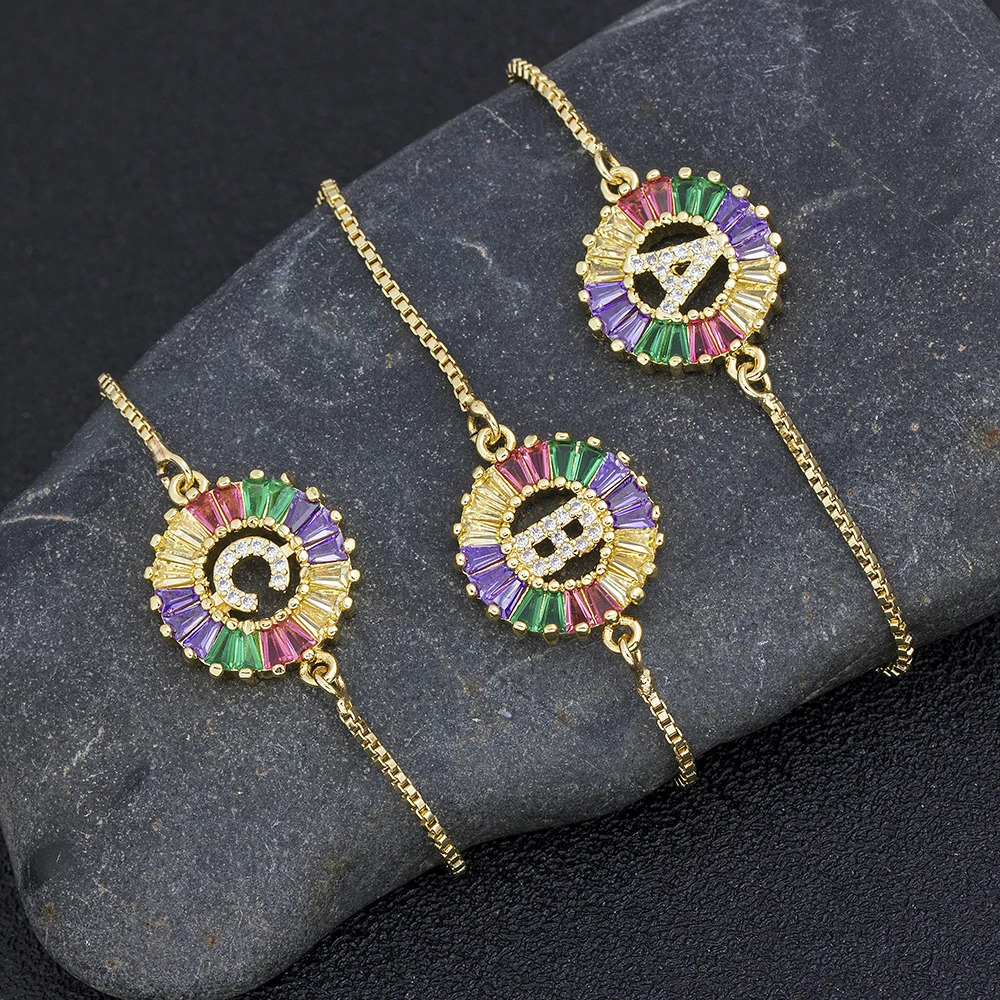 2020 A-Z Initial браслеты с буквами золотистый/красочный/розовое золото 4 цвета на выбор