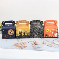 25pcs halloween gift bags candy cookie boxes halloween spider witch hand carrying paper food bag party decoration supplies