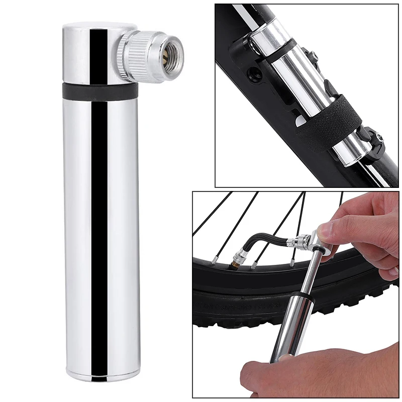 

Silver Mini Bicycle Air Pump Bike Tire Inflator Super Light Small Basketball Kit